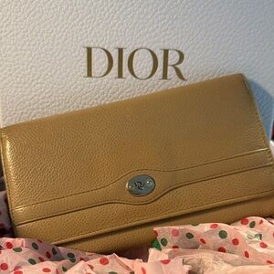 Dior Beige Leather Kisslock Wallet